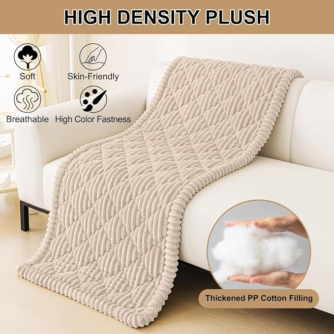 Smiry Couch Cover for Dogs Washable, Non Slip Fuzzy Pet Sofa Protector | Soft Thick Furniture Cover for Sofa, Loveseat and Sectional, Scratch & Pet Hair Resistant (Apricot, 35.4" x 82.7") - Image 9