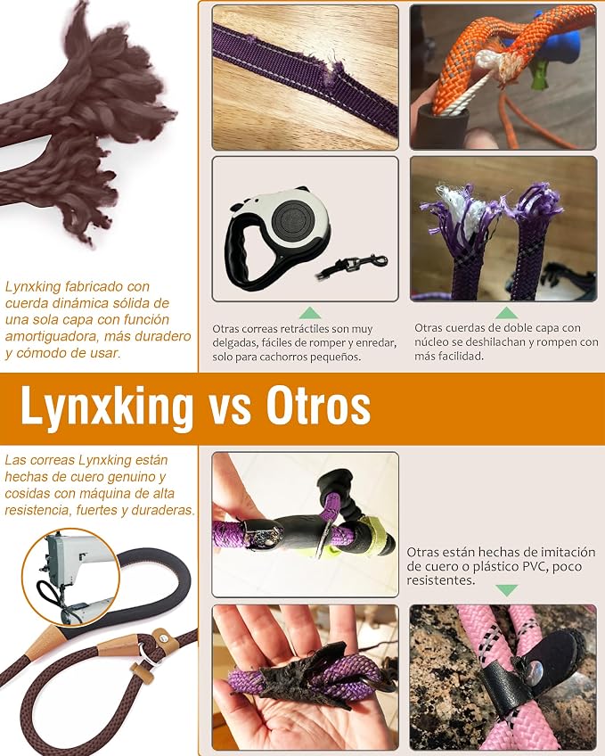 2 Pack Dog Leash Slip Lead Braided Rope Pet Training Loop Leashes 6ft 8ft | Lynxking Strong Heavy Duty 1/2" 3/8", Durable Padded Handle No Pull Basic Training Nylon Lead,Small Medium Large Dogs Puppy - Image 3