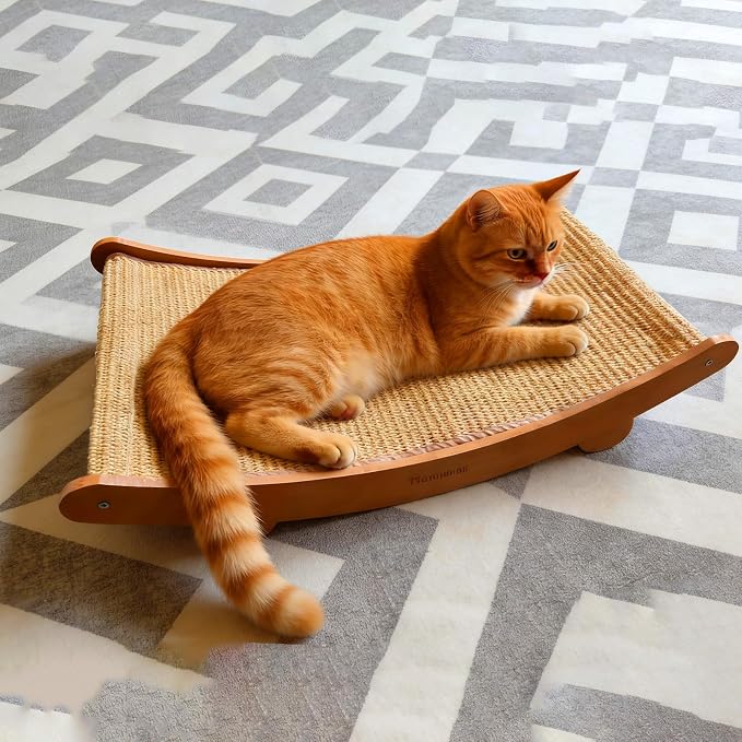 Sisal Cat Scratcher Bed, Beech Wood Cats Hammock,Cat Scratch Pad Indoor cat Toy,Durable Cat Scratching Post, Furniture Protector for Cats' Clawing and Play by Tismucel