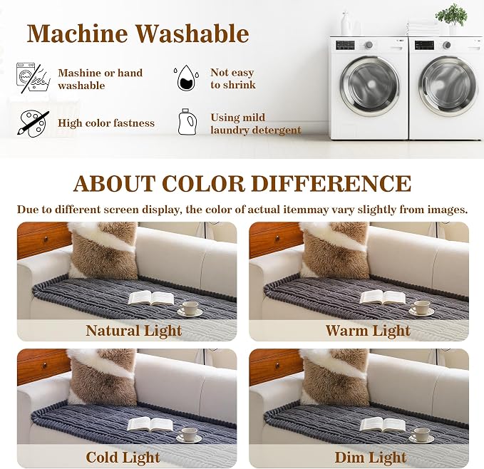 MYSKY HOME Chair Covers, Non-Slip Couch Cover, Dark Grey, 27.6" x 27.6" | Recliner Chair Covers, Soft & Thick Chair Arm Covers Protectors, for Living Room, Pet Friendly, Couch Cushion Covers - Image 7