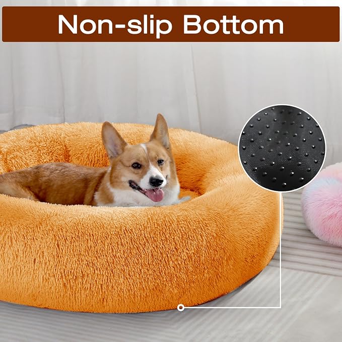 JOLLYVOGUE Dog Bed, Calming Anti-Anxiety Large Dog Bed, Fluffy Donut Cushion for Medium and Large Pets (27"/30"/36") - Image 4