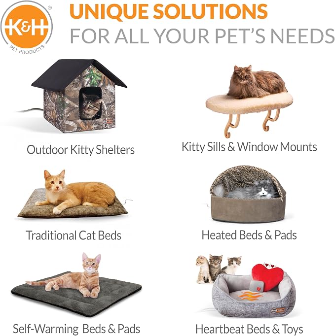 K&H Cat Window Perch, Heated Kitty Sill, Safety Listed, 24x14in, Fleece | Orthopedic Cat Window Hammock Bed Holds 40LBS, Washable Cover, Heated Kitty Windowsill Bed Seat for Indoors, Cream Fleece - Image 11
