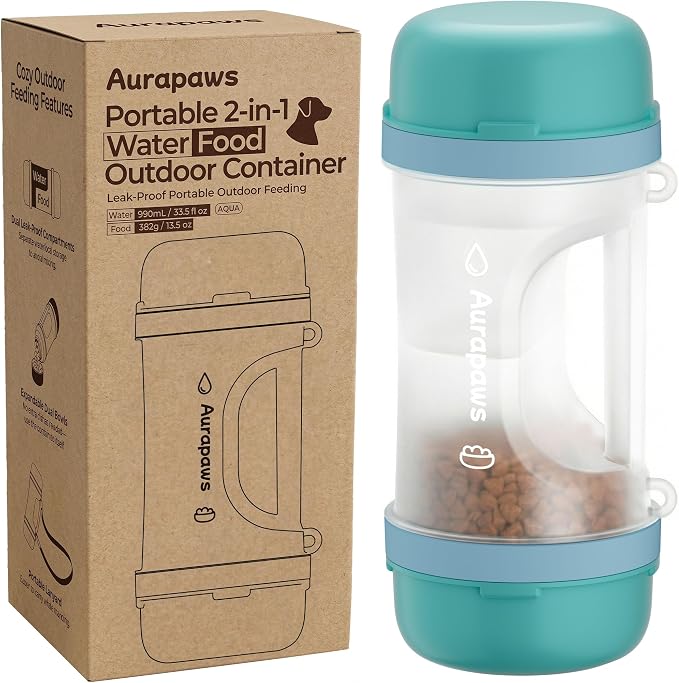 Dog Water Bottle Portable 33.5oz with Food Container & 2 Bowls | Feeding & Hydration, 13.5oz Food Storage, 13.5oz Travel Water Bowl, 6.5oz Food Bowl, Portable Pet Dispenser for Hiking Beach - Image 9