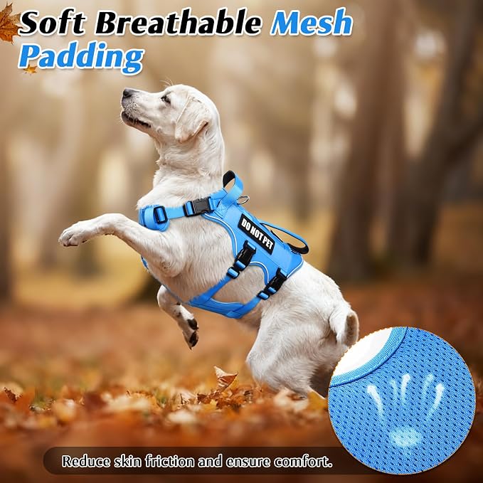 WINSEE Escape Proof Dog Harness with Double Handle+4 Removable Patches | Service Working Molle Harness with Double Handle for Large Dogs, Tactical Pet Reflective Vest for Walking Hiking Hunting - Image 6