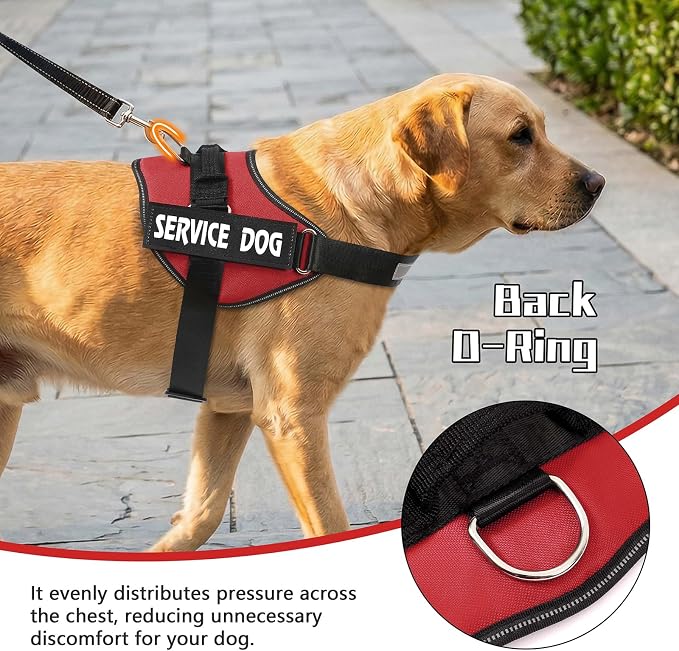 MUMUPET Service Dog Vest, No Pull & Reflective Dog Harness, Red, L | Easy Control Handle, Soft & Breathable Padding, Adjustable Fit for Small to Large Dogs, 2 Removable Patches - Image 4