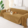 Smiry Couch Cover for Dogs, Chenille Sofa Covers for 3 Cushion Couch | Washable Soft Sofa Slipcover for Pets, Thick Sectional Furniture Protector with Tassels (Yellow, 71x118 Inch) by Smiry