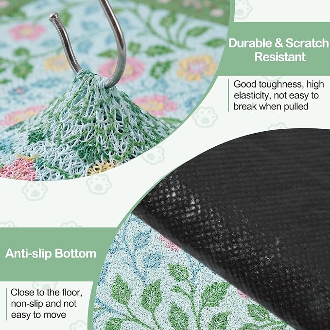 Glittme Cat Litter Mat, 33"x22" Non-Slip Washable Trapping Mat for Cats | Litter Trapping Mat With Thick PVC Coil To Catch Scatter, Soft On Paws And Waterproof Bottom To Protect Floors - Image 5