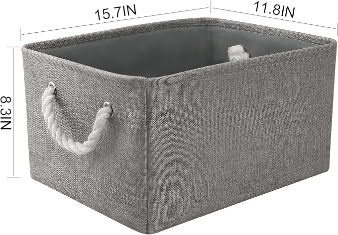 TheWarmHome Large Storage Bins Basket, 2 Pack Grey Fabric Storage Cubes for Changing Table Nursery Livingroom Kidsroom Playroom Toy, Collapsible Storage Baskets for organizing Shelves Closet - Image 2