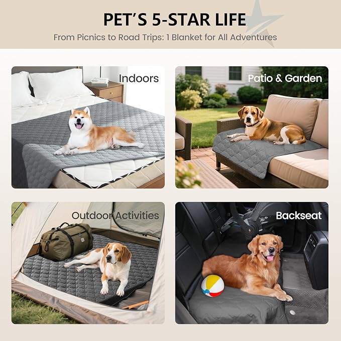 gogobunny 3X Stronger Waterproof Pet Blanket, Scratch Proof Furniture Protector for Dogs Cats, Reversible Cover 52x82 Inch, Dark Grey/Light Grey (Pack of 2) - Image 2