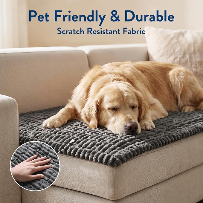 SureFit Couch Covers for Dogs,Non-Slip Washable Pet Friendly Sofa Protector | Non-Slip Paw Print Grip,Sofa Slipcovers for 2 Cushion Couch,Soft Thick Furniture Protector for Sofa Cushions(28x60"Dark Gray) - Image 3