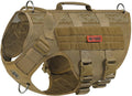 OneTigris No Pull Tactical Dog Harness for Medium Dog, Aire Mesh Dog Vest Harness, Breathable Military Molle Vests with Handles, Service Dog Vest for Walking Hiking Training (M, Brown) by OneTigris