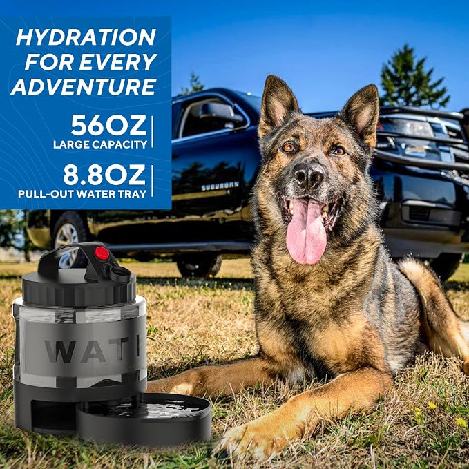 lesotc Portable Dog Water Bottle, 56oz Large Travel Water Bowl Dispenser for Dogs Camping Beach Walking Essentials, Big Pet Bottles Hiking Traveling Park Car Trips Accessories for On the Go, BPA Free - Image 5