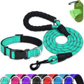 Dynmeow Reflective Dog Collar and Leash Set for Puppy Small Dogs, Teal | Soft Neoprene Padded, 6FT Climbing Rope, Ideal for Daily Outdoor Walking or Indoor Wearing, Night Visible for Safety by Dynmeow