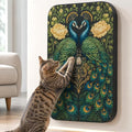 Cat Wall Scratcher, Art Cat Scratching Board for Indoor Cats | Wall Mounted Cat Scratch Pad, Water-Based Ink, Hook&Loop Strips, Floor or Wall Use, 16.7x11x1 Inch, Peacock 1 by LESISSMER