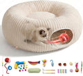 Cat Tunnel Bed with 31 Pcs Interactive Cat Toys, Automatic Cat Toys for Indoor Cats Kittens, Cat Tube with Moving Ball, White by Unknown