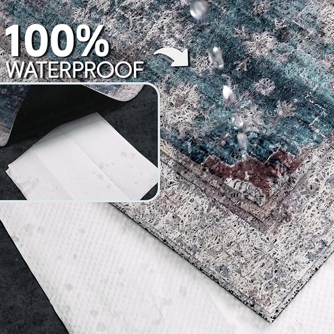 Cat Litter Mat Litter Trapping Mat, 40"x30" Waterproof Urine Proof Litter Box Mat Catcher Mat Non-Slip Washable for Kitty Kitten, Blue - Image 4