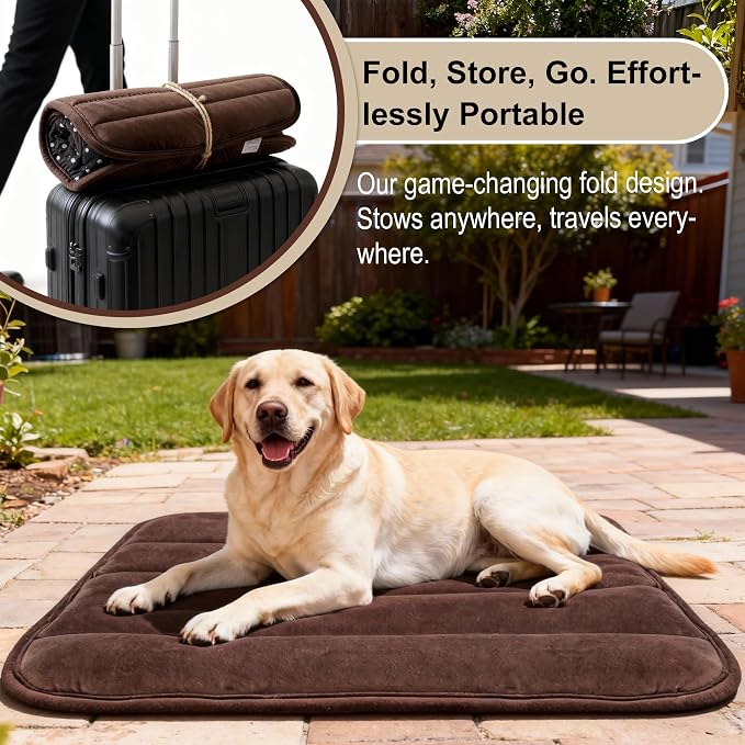 pobopobo Dog Crate Pad, Ultra Soft & Anti-Slip Kennel Mat, Secure Fit for Metal Crates & Dog Cages, Washable Cozy Bed for Small Medium Large Dogs (Dark Brown, L(34"*20"*1.5")) - Image 5
