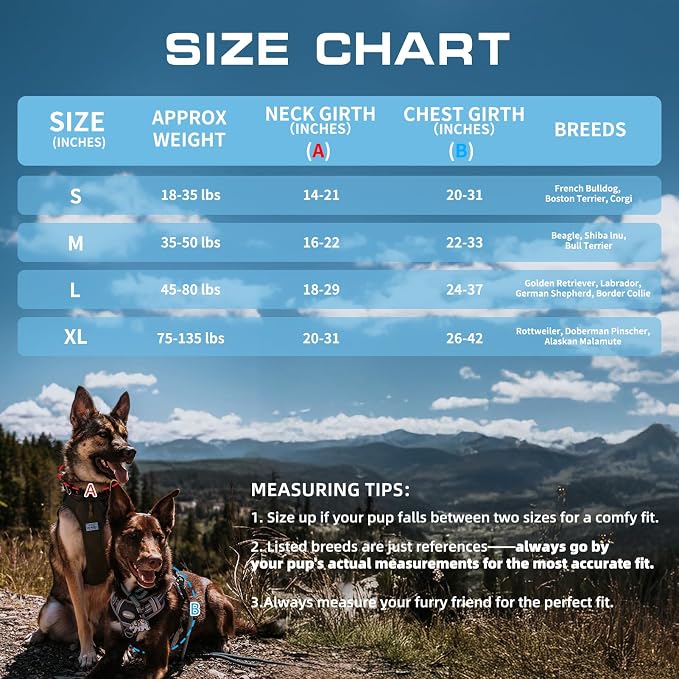 AUROTH Tactical Dog Harness for Small Medium Large Dogs No Pull Adjustable Pet Harness Reflective K9 Working Training Easy Control Pet Vest Military Service Dog Harnesses (M, Denim Blue) | Heavy Duty with Handle, Breathable Padded, Reflective, Military... - Image 8