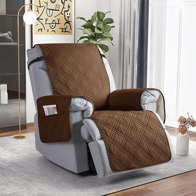 TAOCOCO 100% Waterproof Recliner Chair Covers, Non Slip Recliner Covers for Recliner Chair with Pocket, Washable Reclining Chair Cover Furniture Protector for Kids,Dogs(25'', Brown) - Image 8