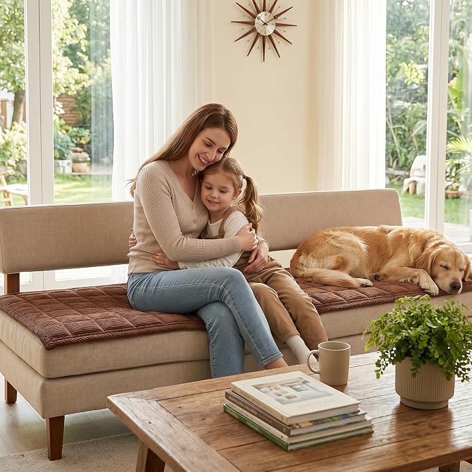 Fixwal Waterproof Corduroy Dog Couch Cover, 27.6" x 94.5", Dark Brown | Integrated TPU Barrier, Non-Slip Backing, Machine Washable, Pet Friendly, Easy Clean Pet Hair, Soft Sofa Cushion Protector - Image 8