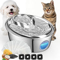 ORSDA Stainless Steel Cat Water Fountain, 100oz/3L Automatic Pet Drinking Fountain, Dog Water Dispenser Bowl with LED Window for Cats and Small & Medium Dogs- 8 Filters +4 Pump Sponges（ D66 by ORSDA