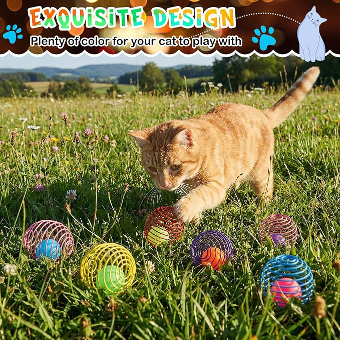 Jecery 5 Pcs Cat Toys Spring,Glow Ball,Multicolor | Interactive Metal Cat Toy, Stretchable Rolling Ball, for Indoor Cats, Colorful Playful Coils, Kitten Pet Supplies - Image 5