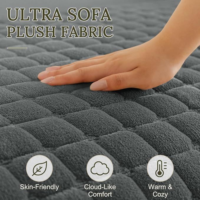 Smiry Velvet Couch Cover for Dogs, Non Slip Soft Sofa Protector for Pets | Washable Sofa Cover for Cats, Cozy Furniture Protector Against Pet Hair, Scratches, Fits Sectional Sofa(Dark Grey, 36"x88") - Image 4
