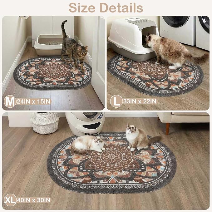 Bienbee Cat Litter Mat, 33" x 22" Dense Trapping Mesh for Litter Boxes | Litter Box Mat with PVC Mesh, Waterproof &Urineproof, Non-Slip Grip, Soft On Kitty Paws and Easy to Clean to Protect Floor - Image 7