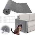 Cat Scratch Furniture Protector - 78.7" x 13.8" Trimmable Self-Adhesive Cats Claws Scratch Pads, DIY Cat Climbing Couch Protector for Scratch Post Cat Tree Replacement Indoor (Light Gray) by Inchoco