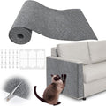 Cat Scratch Furniture Protector - 100" x 17" Trimmable Self-Adhesive Cats Claws Scratch Pads, DIY Cat Climbing Couch Protector for Scratch Post Cat Tree Replacement Indoor (Light Gray) by Inchoco