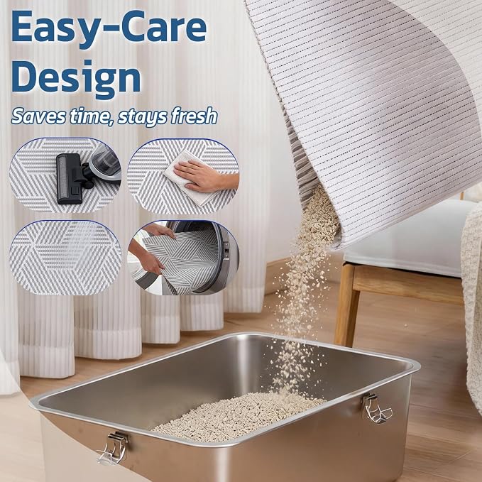 Cat Litter Mat, 40"x25" Jumbo Foam Litter Box Mat | Extra Large Coverage, Soft on Paws, Trimmable Design, BPA-Free Foam, Leak-Proof, Machine Washable, Beige Geo - Image 7