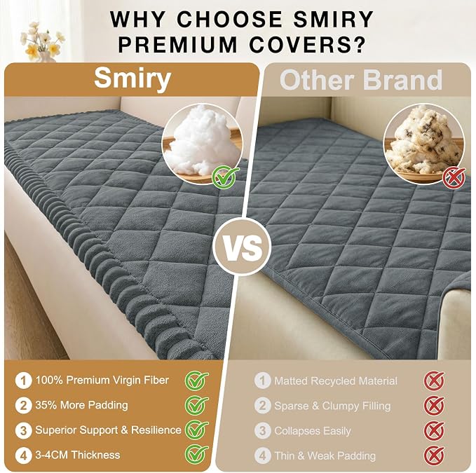 Smiry Non Slip Couch Cover for Dogs, Fuzzy Plush Pet Sofa Protector | Washable Furniture Cover for Large Dogs & Cats, Scratch & Dirt Resistant, For 3 Cushion Couch, Dark Grey, 27.6"x70.9" - Image 4