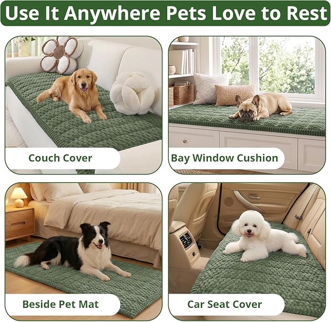 OstepDecor Couch Cover for Dogs, Washable Non Slip Sofa Cover for Pets | Soft Couch Covers for Sofa, Loveseat and Sectional, Furniture Protector Against Pet Hair & Dirt (27.6" x 59", Green) - Image 2
