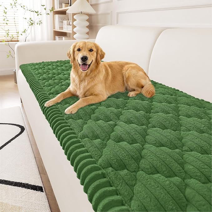 Smiry Couch Cover for Dogs Washable, Non Slip Fuzzy Pet Sofa Protector | Soft Thick Furniture Cover for Sofa, Loveseat and Sectional, Scratch & Pet Hair Resistant (Olive Green, 27.6" x 47") by Smiry