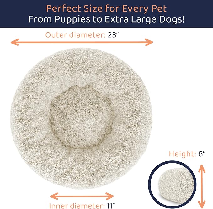 Donut Dog Bed - Premium Comfort for Anxiety Relief - Fluffy & Calming Design with Ultra-Plush Support | Cozy Round Dog Bed with Super Soft Circle Style (Cream, Small) - Image 7