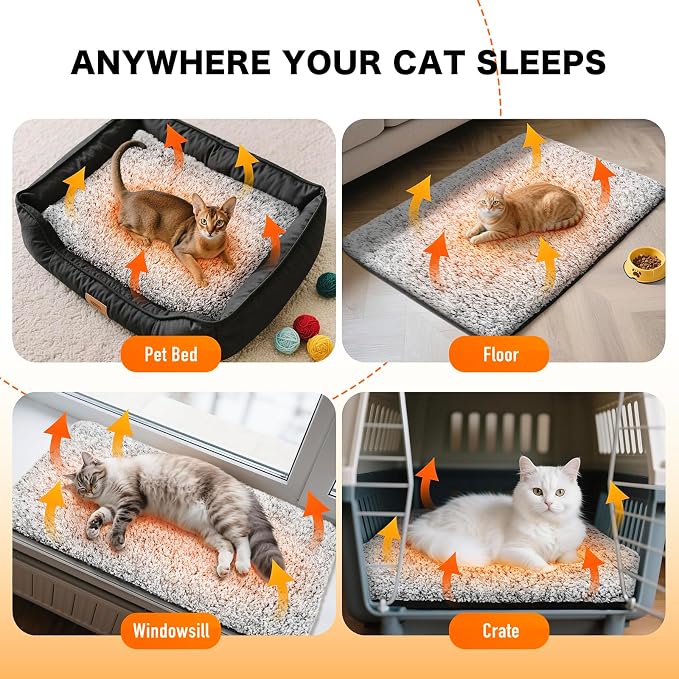 Self Warming Cat Bed, 2.0 Upgraded Thermal Mat for Indoor Cats, 18 x 27 In | Non-Electric Self Heating Cat Pad, Removable Washable Cover, Heat-Reflective Foil, Non-Slip Base for Kittens and Senior Cats - Image 5