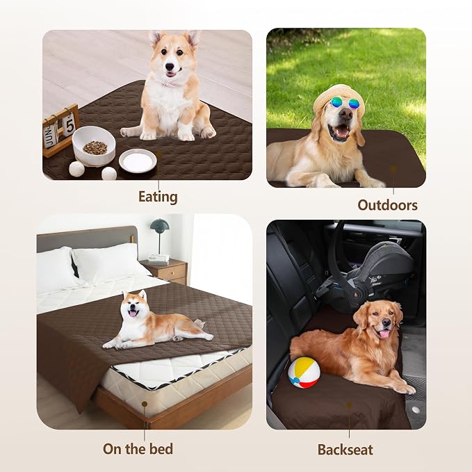 gogobunny 3X Stronger Waterproof Pet Blanket, Scratch Proof Furniture Protector for Dogs Cats, Reversible Cover 30x30 Inch, Dark Chocolate - Image 2