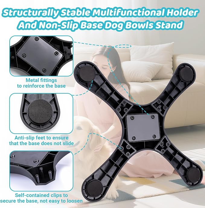 Elevated Adjustable Dog Bowl Feeding Stand, 3 Heights and Tiled Ajudst, Compatible with Moost Feeding Bowls, Great for Medium Large Dogs(Not Bowl 1 Pack Updated) - Image 5
