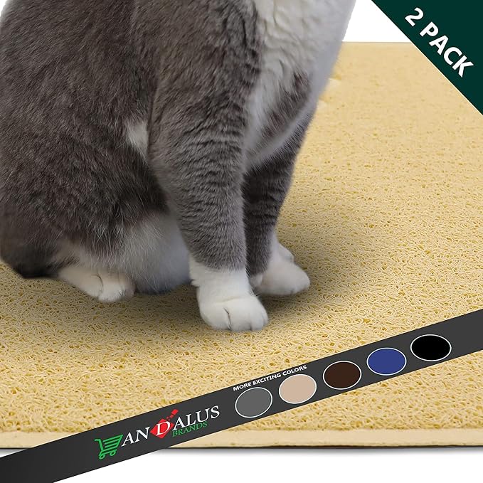Andalus Large Cat Litter Mat, Pack of 1 - Waterproof, Non-Slip & Easy to Clean Cat Litter Box Mat for Extra Efficient Pet Litter-Trapping, Beige (30” X 18”) - Image 8
