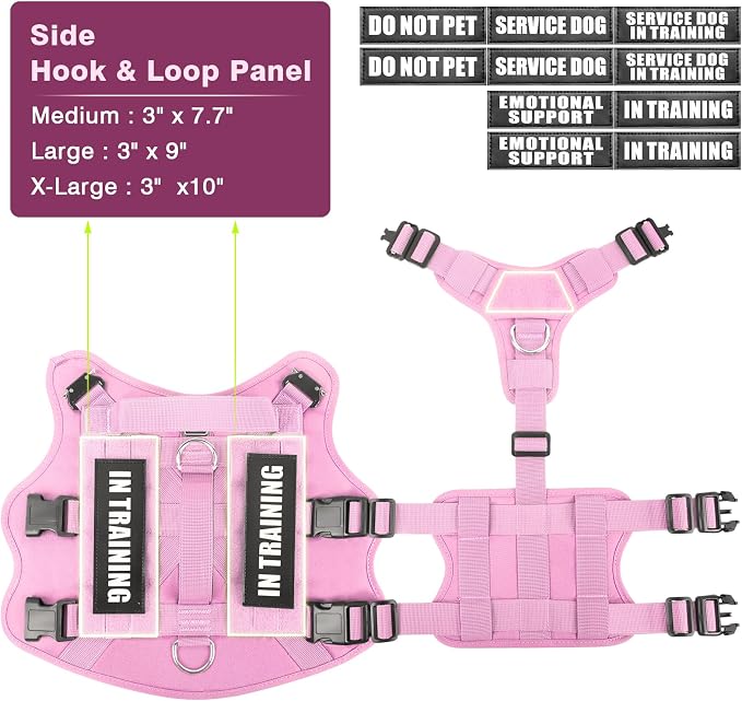 Service Dog Vest Harness for Medium Dog, Tactical Working MOLLE Vest with 10 Pet Patches, No Pull Heavy Duty Harness for Training Walking - Image 6