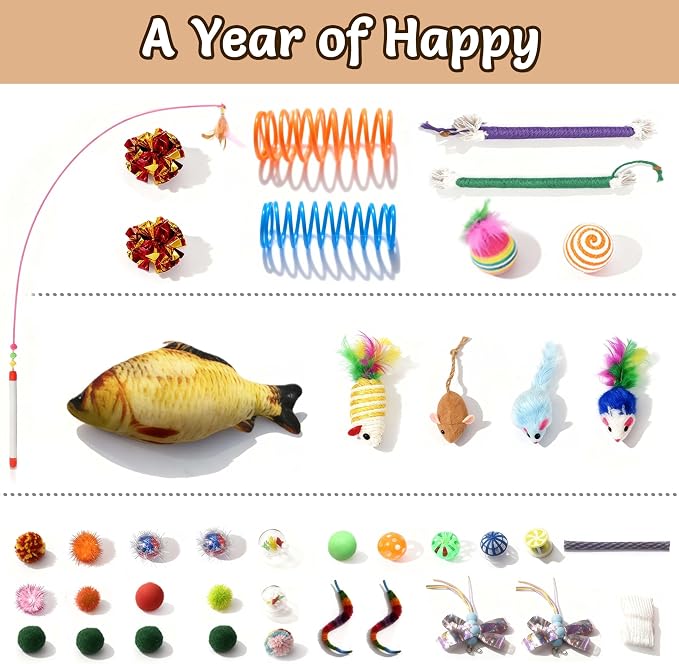 Cat Tunnel Bed with 40 Pcs Interactive Cat Toys, Cat Tube with Kitten Toys for Indoor Kittens, Collapsible Play Tunnel, White - Image 5