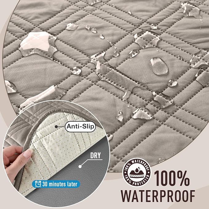 TAOCOCO Waterproof Couch Covers for Dogs, Non Slip Pet Sofa Cover, 72.4'' | Washable Couch Seat Covers with Arms for 3 Cushion Couch, Dog Couch Cover Protector, Pockets & Backless Design, Light Brown - Image 3