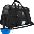 PetAmi Airline Approved Pet Carrier for Cats & Small Dogs, Small, Black | Soft Sided TSA Travel Bag, Sherpa Bed, Breathable Mesh Ventilation, Collapsible Bowl, Fits Under Seat, Up to 18 lbs by PetAmi