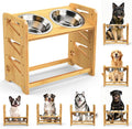 Elevated Dog Bowls, Adjustable Raised Dog Bowl Stand for Large and Medium Pet, 15" High Bamboo Pet Food Feeder with 2 Stainless Steel Dishes（6 Heights） by Unknown