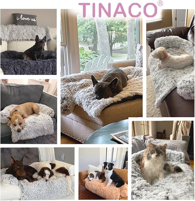 Luxurious Calming Dogs/Cats Bed Mats, Dog Pad Washable Removable Couch Cover, Plush Long Fur Mat for Pets, Waterproof Lining, Perfect for Small, Medium and Large Dogs and Cats (Pink, 53"x39") - Image 3