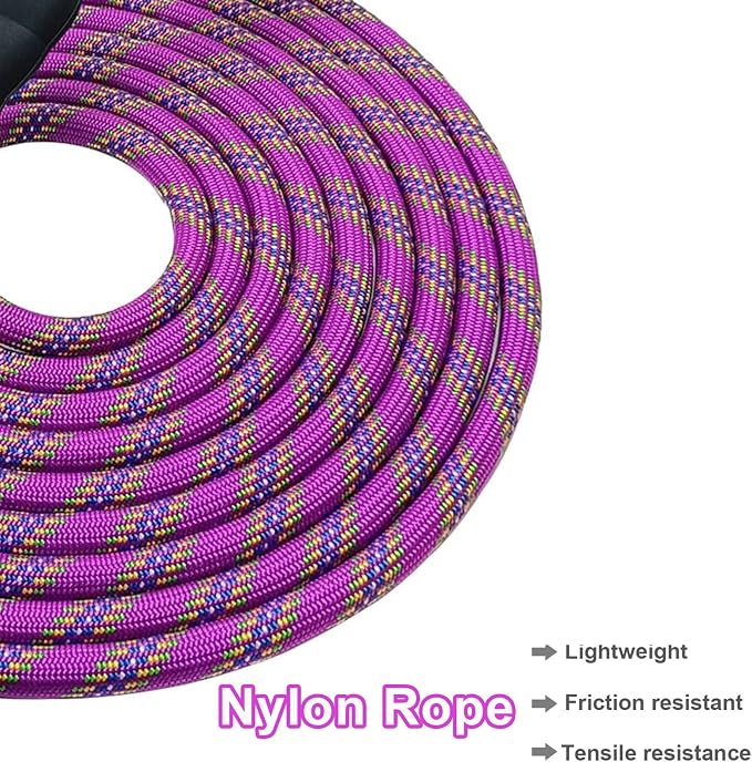 MayPaw Heavy Duty Rope Dog Leash, 6/8/10/15/20/30FT Long Nylon Pet Leash, Soft Padded Handle Thick Lead Leashes for Large Medium Dogs (Purple, 1/2" * 10') - Image 4