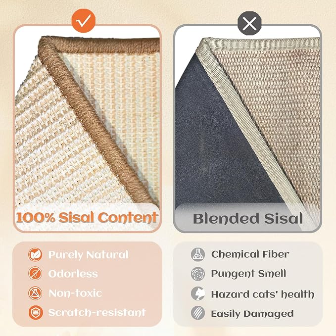 Sisal Cat Scratcher Bed, Wooden Cat Furniture(Extra Large) | Cat Hammock For Scratching Pad And Lounge. Natural Sisal Scratch Post. Space-Saving Cat Chair Design. Indoor Multi-Cat Home - Image 5
