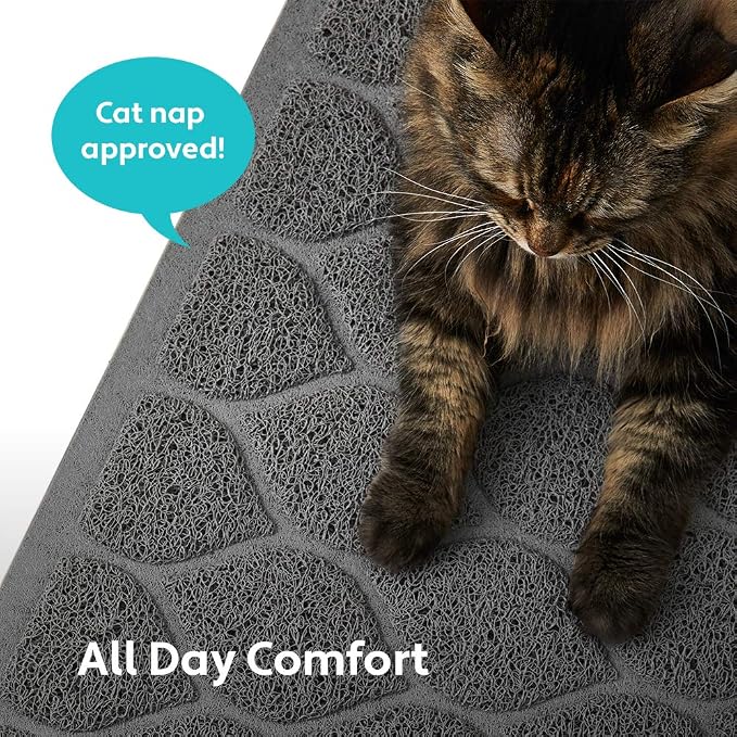 MIGHTY MONKEY Waterproof BPA Free Cat Litter Box Trapping Mat, Easy Clean Floors, Textured Backing, Soft on Sensitive Kitty Paws, Cats Accessories, Less Waste, Stays in Place, 35x23, Slate Gray - Image 8
