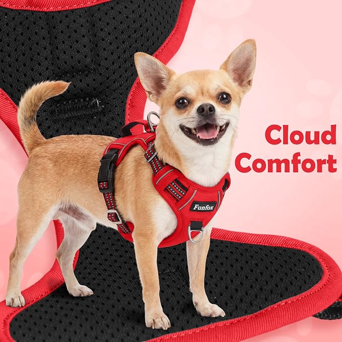 Dog Harness No Pull, Adjustable Pet Vest Harness, Super Soft Material with Vertical Handle Easy Control, Reflective Night Walking, 2 Leash Clips for XLarge Dogs, Red, XL - Image 7