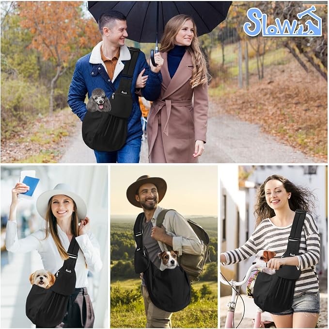 SlowTon Dog Carrier Sling - Thick Padded Shoulder Strap Adjustable, B XS | Dog Carriers for Small Dogs, Puppy Carrier Purse for Pet Cat with Front Zipper Pocket Safety Belt Machine Washable - Image 7